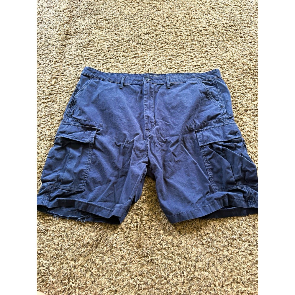 Levi's Men's Blue Solid Cargo Shorts Cotton Canvas Flat Front Button Pockets